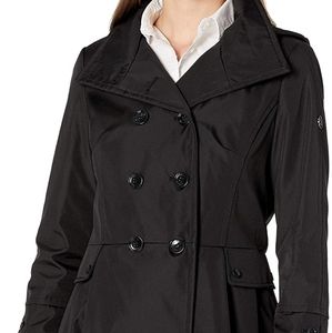 Calvin Klein Women's Natural Double Breated Rain Coat With Pleated Skirt 